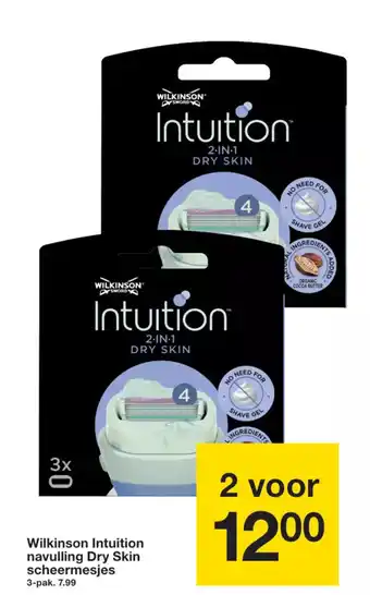 Zeeman Wilkinson Intuition navulling Dry Skin scheermesjes aanbieding