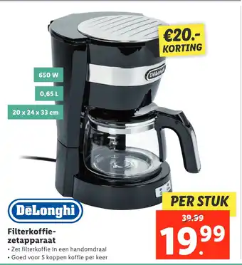 Lidl Delonghi Filterkoffiezetapparaat aanbieding