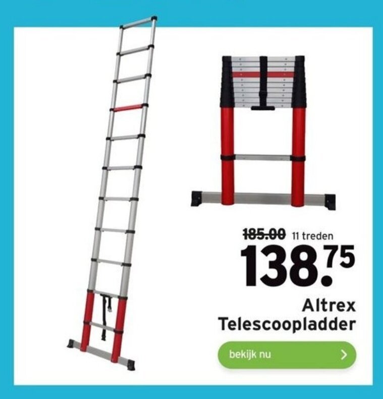 GAMMA Altrex Telescoopladder 11 treden aanbieding