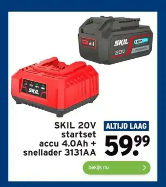 GAMMA SKIL 20V startset accu 4.0Ah + snellader 3131AA aanbieding