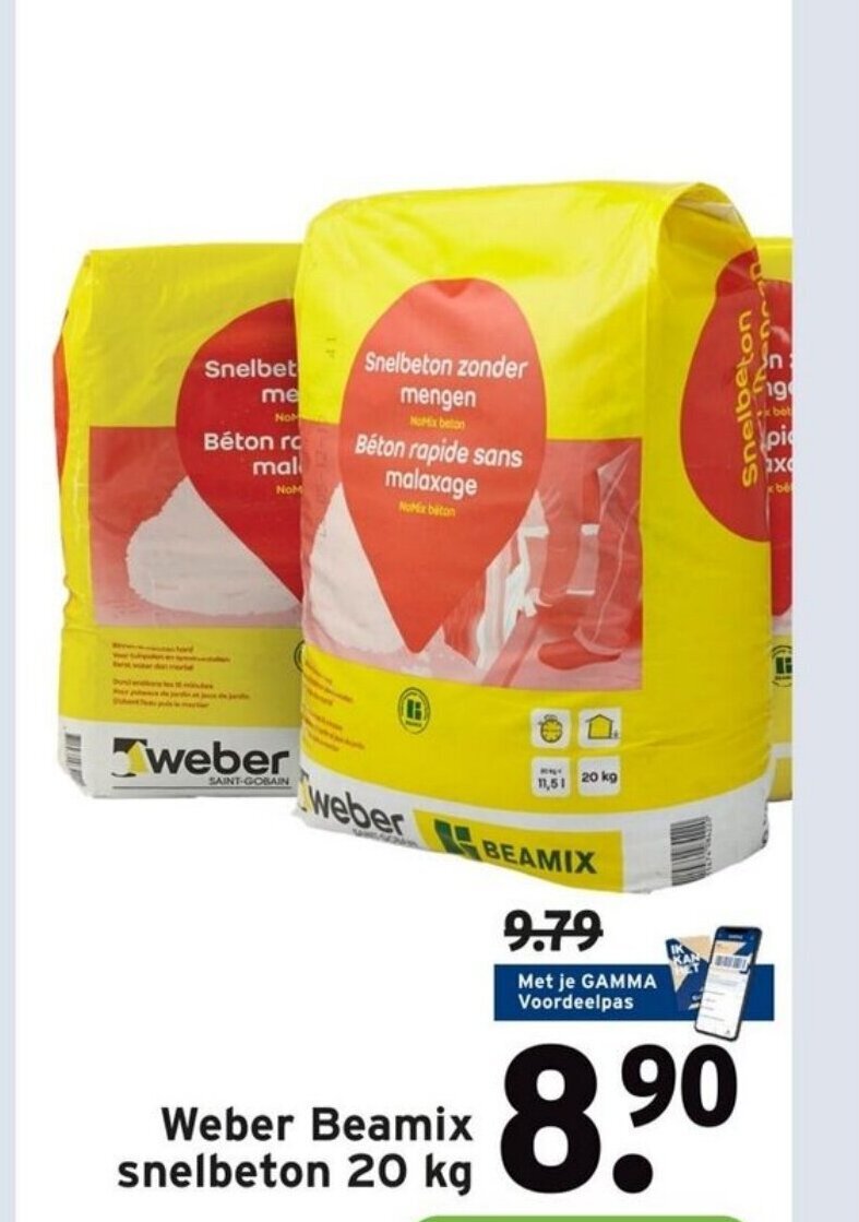 Weber Beamix snelbeton 20 kg aanbieding bij GAMMA