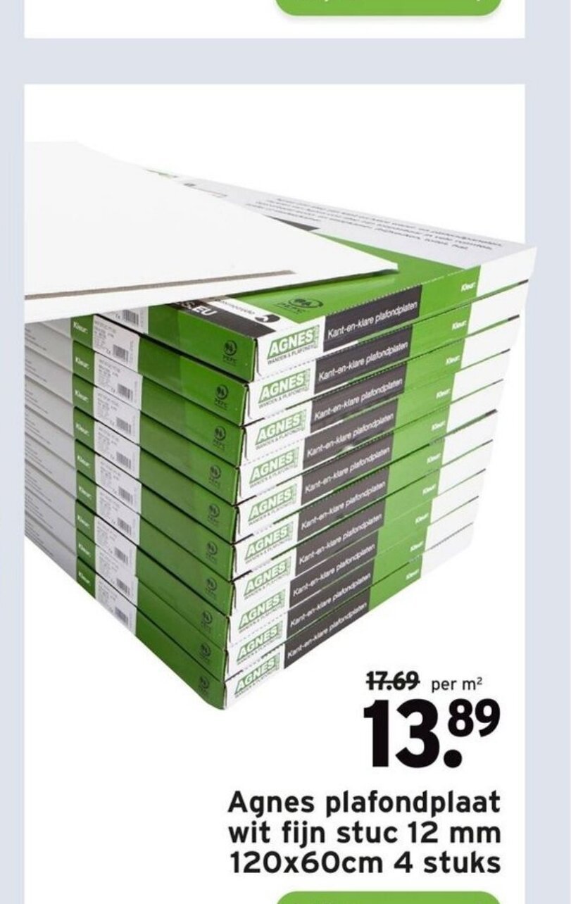GAMMA Agnes plafondplaat wit fijn stuc 12 mm 120x60cm aanbieding