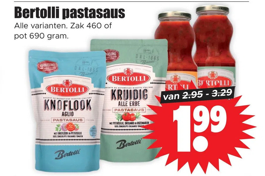 Dirk Bertolli pastasaus aanbieding