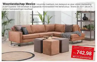 Woonsquare Woonlandschap Mexico Industriële Hoekbank Met Sledepoot En Stoer Stiksel aanbieding