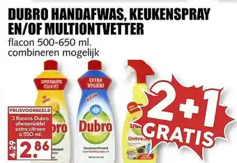 MCD Supermarkt Dubro Handafwas, Keukenspray En-of Multiontvetter 2+1 Gratis 550ml aanbieding