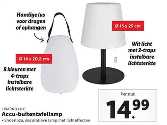 Lidl Livarno Lux Accu-Buitentafellamp aanbieding