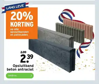 GAMMA Opsluitband Beton Antraciet 20% Korting aanbieding