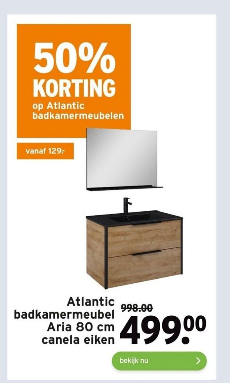 GAMMA Atlantic badkamermeubel Aria 80 cm canela eiken aanbieding
