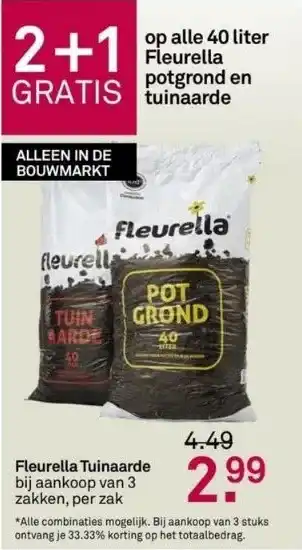 Karwei 2+1 gratis op alle 40 liter fleurella potgrond en tuinaarde aanbieding