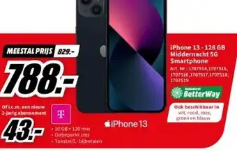 MediaMarkt Iphone 13-128 gb middernacht 5g smartphone aanbieding