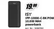 MediaMarkt Isy ipp-10000-c-bk powerbank 10.000 mah powerbank aanbieding