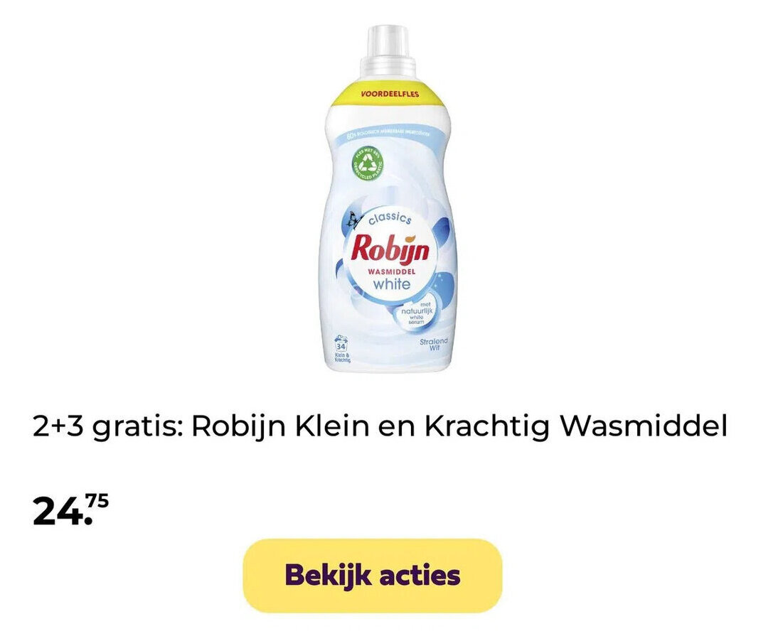 Plein.nl Robijn Klein en Krachtig Wasmiddel aanbieding