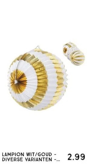 Xenos Lampion wit/goud - diverse varianten - ⌀25 cm aanbieding