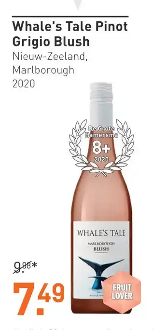 Gall & Gall Whale's Tale Pinot Grigio Blush 2020 aanbieding