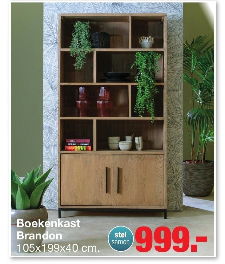 Budget Home Store Boekenkast Brandon 105x199x40 cm. aanbieding
