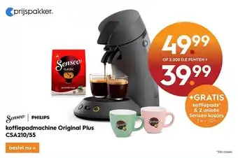 Blokker Senseo | Philips Koffiepadmachine Original Plus CSA210-55 aanbieding