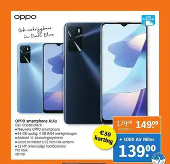 Albert Heijn Oppo Smartphone A16s €30 Korting aanbieding