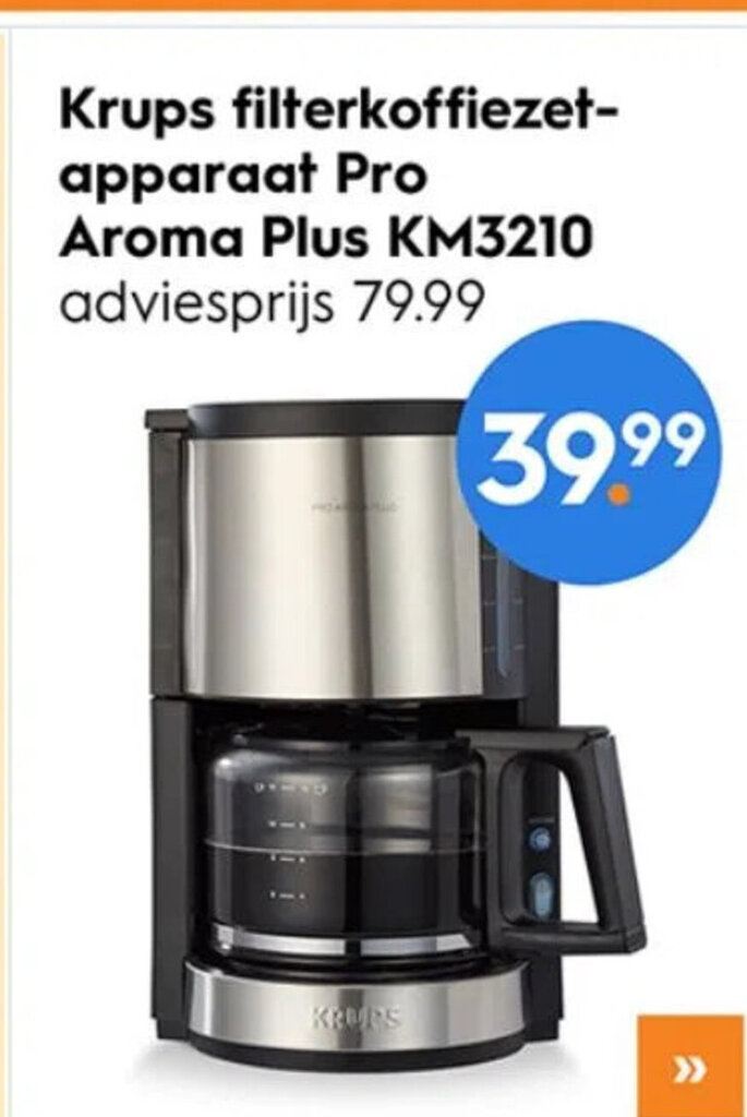 Krups filterkoffiezetapparaat Pro Aroma Plus KM3210 aanbieding bij Blokker