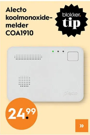 Blokker Alecto koolmonoxide- melder COA1910 aanbieding