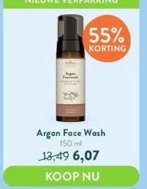 Holland & Barrett Argan face wash aanbieding