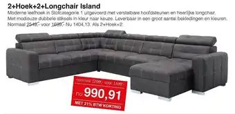 Woonsquare 2+Hoek+2+Longchair Island Moderne Leefhoek In Stofcategorie 1 Uitgevoerd Met Verstelbare Hoofdsteunen En Heerlijke Longchair aanbieding