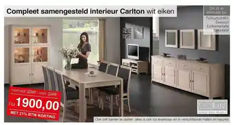 Woonsquare Compleet Samengesteld Interieur Carlton Wit Eiken TV-Audio-Hifi-Dressoir, Eetakamertafel Of Salontafel aanbieding