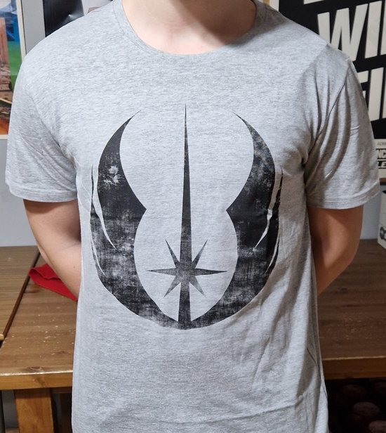 Bol.com T-shirt star wars - grey with black jedi order logo - size l aanbieding