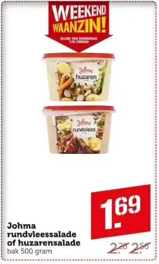 Coop Johma rundvleessalade of huzarensalade aanbieding