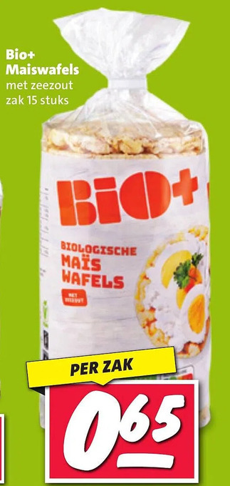 Nettorama Bio+ maiswafels met zeezout zak 15 stuks aanbieding