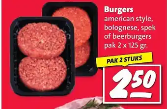 Nettorama Burgers american style, bolognese, spek of beerburgers aanbieding