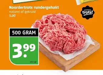 Poiesz Noordertrots rundergehakt naturel of gekruid 500 GRAM aanbieding