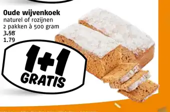 Poiesz Oude wijvenkoek naturel of rozijnen 2 pakken à 500 gram aanbieding