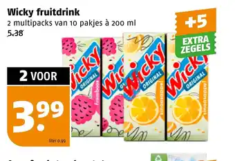 Poiesz Wicky fruitdrink 2 multipacks van 10 pakjes à 200 ml 5.38 aanbieding