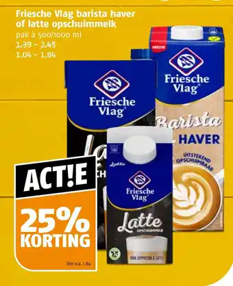 Poiesz Friesche Vlag barista haver of latte opschuimmelk pak à 500/1000 ml aanbieding