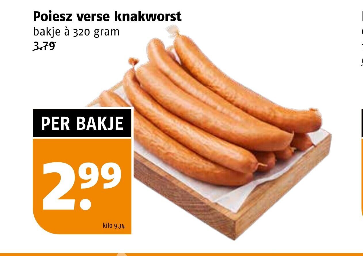 Poiesz Verse knakworst bakje à 320 gram aanbieding