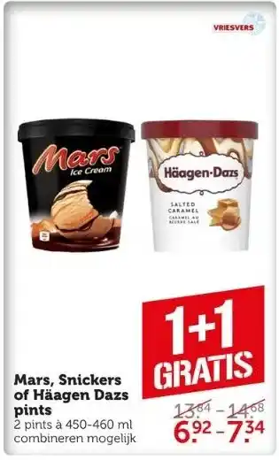 Coop Mars, snickers of häagen dazs pints aanbieding