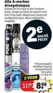 Kruidvat Alle A-merken Droogshampoo 245ml aanbieding