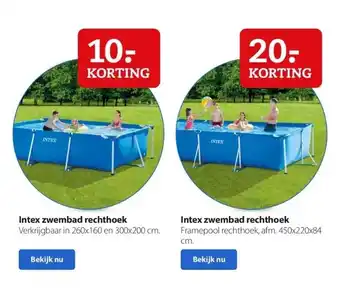 Boerenbond Intex zwembad rechthoek verkrijgbaar in 260x160 en 300x200 cm. aanbieding