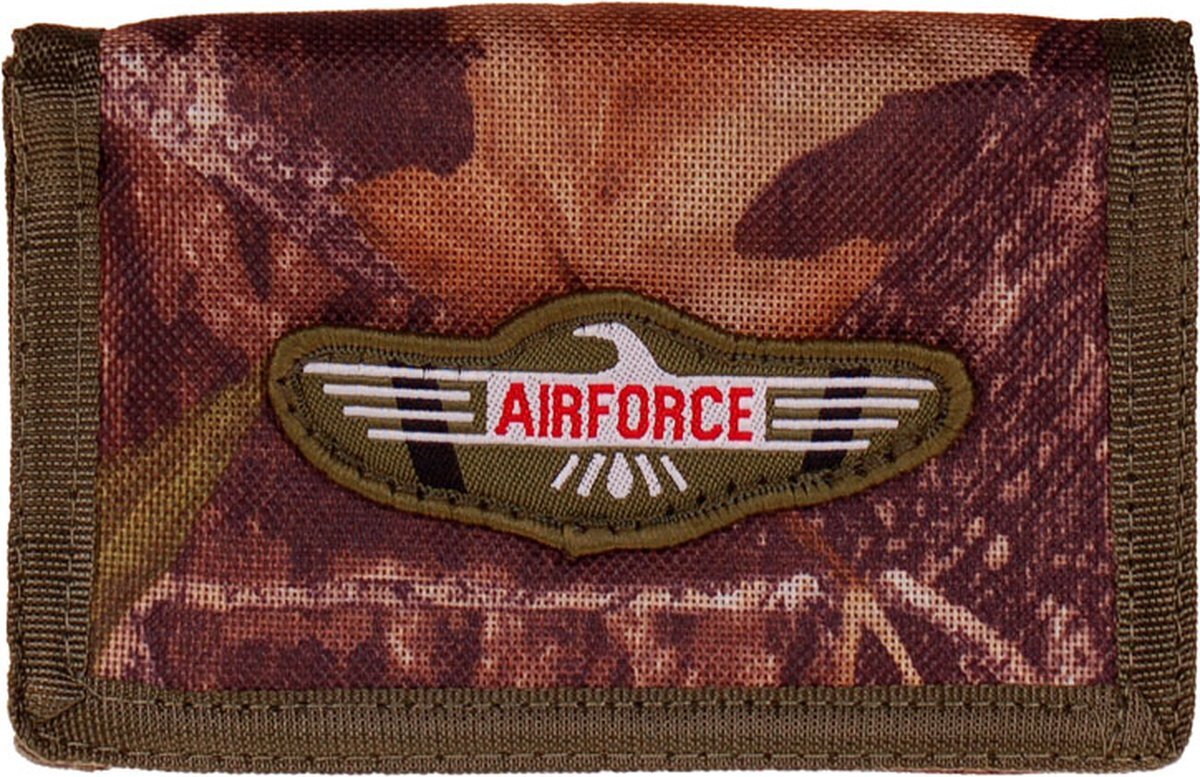 Bol.com Klittenband portemonnee bush camo - embleem airforce wings - 13x8,5cm aanbieding