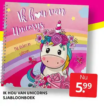 Boekenvoordeel IK HOU VAN UNICORNS SJABLOONBOEK aanbieding