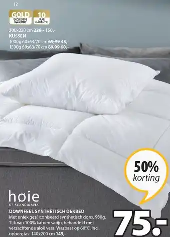 Jysk DOWNFEEL SYNTHETISCH DEKBED aanbieding