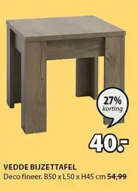 Jysk VEDDE BIJZETTAFEL aanbieding