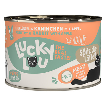 Zooplus 6x200g lucky lou lifestage adult gevogelte & konijn nat kattenvoer aanbieding
