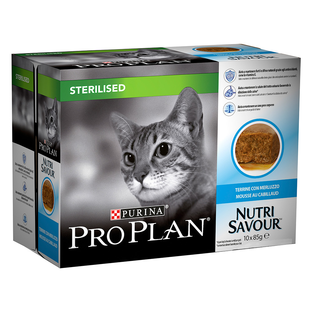 Zooplus Purina pro plan nutrisavour sterilised 10 x 85 g kattenvoer - kabeljauw aanbieding