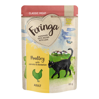 Zooplus 24x85g maaltijdzakjes 2 x gevogelte met wortelen feringa kattenvoer aanbieding