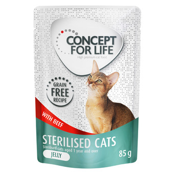 Zooplus Voordeelpakket concept for life graanvrij 24 x 85 g kattenvoer - sterilised cats rund in gelei aanbieding