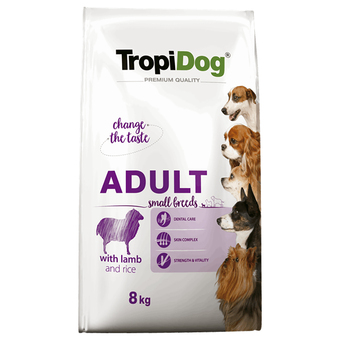 Zooplus 8kg tropidog premium adult small lam & rijst hondenvoer droog aanbieding