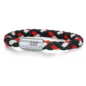 Douglas Skipper & son edelstaal armband nylon in rood aanbieding