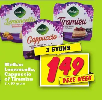 Nettorama Melkan Lemoncello, Cappuccio Of Tiramisu 3x90g aanbieding