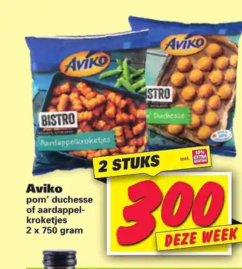 Nettorama Aviko Pom' Duchesse Of Aardappelkroketjes 2x750g aanbieding